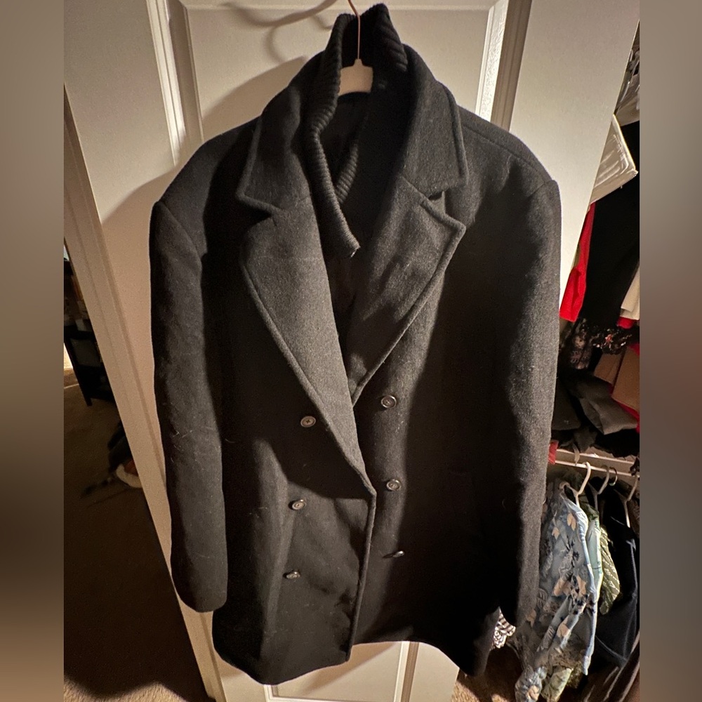 Chaps Men's Classic Black Pea Coat